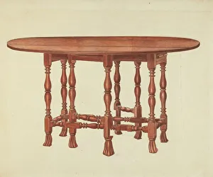 Wenger Frank Prints: Gate Leg Table, c. 1940. Creator: Frank Wenger