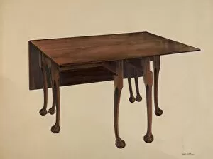 Item Gallery: Gate-legged Table, Ball & Claw Feet, c. 1938. Creator: Joseph Sudek