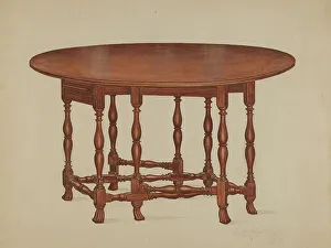 Wenger Frank Prints: Gate-legged Table, c. 1937. Creator: Frank Wenger