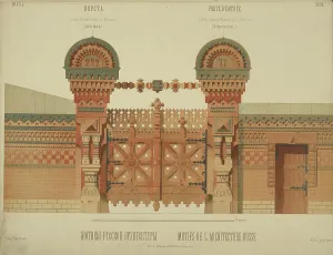 Historicism Prints: Gate of Mamontov's house in Moscow
