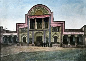 Gate of the palace of the Shah, Tehran, c1890. Artist: Gillot Gate of the palace of the Shah, Tehran, c1890. Artist: Gillot