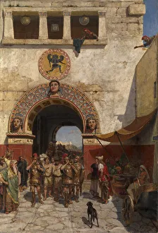 Gate in Volterra, Etruria. Artist: Svedomsky, Alexander Alexandrovich (1848-1911) Gate in Volterra, Etruria. Artist: Svedomsky, Alexander Alexandrovich (1848-1911)