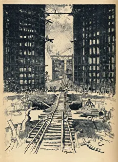 Pennell Prints: The Gates of Pedro Miguel Lock, 1912. Artist: Joseph Pennell
