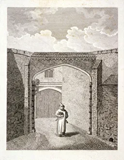 Charterhouse Prints: The gateway at Charterhouse, Finsbury, London, c1800. Artist: John Barlow
