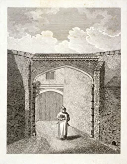 Carthusian Gallery: The gateway at Charterhouse, Finsbury, London, c1800. Artist: John Barlow