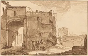 Gateway Gallery: Gateway with Traveler and Mule, 1781, published 1782. Creator: Cornelis Brouwer