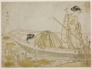 Quanting Prints: Gathering Lotus Flowers, 1765. Creator: Suzuki Harunobu