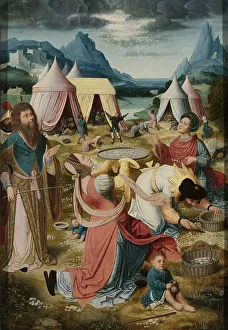 Gathering Of Manna Prints: Gathering of Manna (inner, right wing of a triptych), c.1510-c.1520. Creator: Unknown