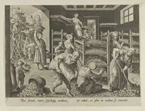 The Gathering of Mulberry Leaves and the Feeding of the Silkworms, Plate 5 from 'The I..., ca. 1595 The Gathering of Mulberry Leaves and the Feeding of the Silkworms, Plate 5 from 'The I..., ca. 1595