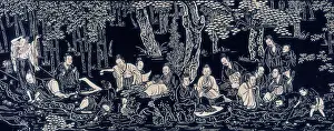 Gatherer Prints: A gathering of robed men seated in a forest. Creator: Unknown