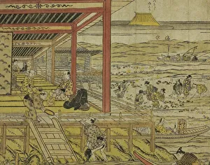Engawa Prints: Gathering Shellfish at Low Tide at Shinagawa (Shinagawa shiohigari no zu)