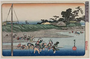 Gathering Shellfish at Low Tide at Susaki, from the series Famous Places in Edo, mid-1830s. Creator: Utagawa Hiroshige (Japanese, 1797-1858)