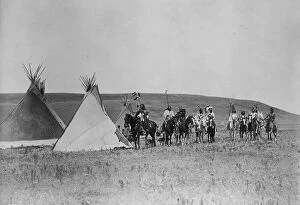 Riders Collection: A gathering war party, c1908. Creator: Edward Sheriff Curtis