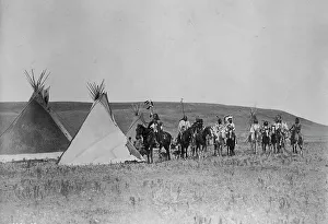 Silver Gelatin Print Prints: A gathering war party, c1908. Creator: Edward Sheriff Curtis