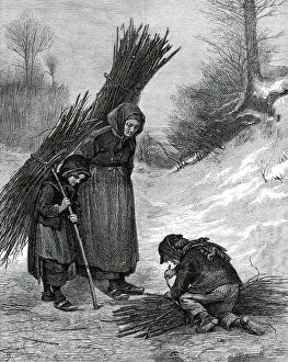 Grandchild Prints: Gathering Wood by Edouard Frère, 1876