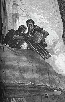 The Gatling Gun as used in the British Navy, c1880