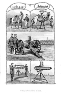 Automation Prints: Gatling rapid fire guns, 1862. Artist: William George Armstrong