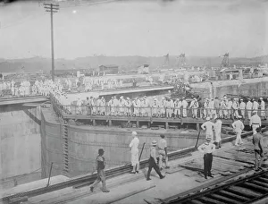 Panama Prints: Gatun Upper Locks- Footbridge across Upper Guard Gates