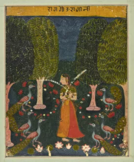 Peacocks Collection: Gauri Ragini, folio from a Ragamala, ca. 1625-1630. Creator: Unknown