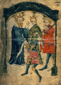 Guinevere Prints: Gawain's return to court, c1375-1400
