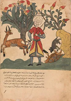 Arabia Prints: The Gazelle Lures the Hunter Away While the Mouse Frees the Bound Tortoise
