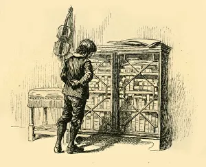 Fj Rowbotham Prints: Gazing At Its Covers Through the Lattice Doors of the Cupboard, (1907). Creator: Unknown