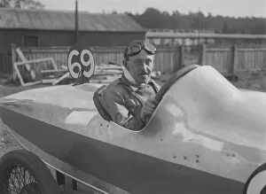Goggles Gallery: GC Stead in his AC 5 at the JCC 200 Mile Race, Brooklands, Surrey, 1921. Artist: Bill Brunell