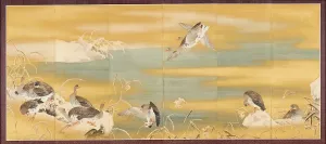 1911 Prints: Geese and Reeds in Snow, 1911. Creator: Mochizuki Gyokusen