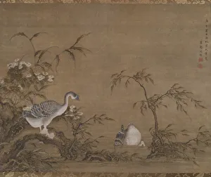 Diving Prints: Geese on a Riverbank, Qing dynasty (1644-1911), 1750. Creator: Shen Kai