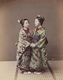 Traditional Culture Prints: Two Geishas, c1885. Creator: Unknown