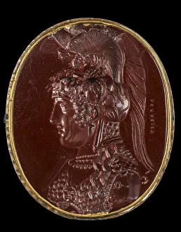 Cameo Prints: Gem with the head of Athena Parthenos, 1st century. Creator: Aspasios (active 1 century)