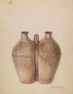 Containers Prints: Gemel Bottle, c. 1936. Creator: Yolande Delasser
