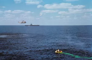 Warships Gallery: Gemini VI recovery, Atlantic Ocean, December 16, 1965. Creator: NASA