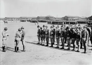 Marines Prints: Gen. Cole decorating marines, Parris Island, S.C. 10 June 1918. Creator: Bain News Service