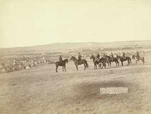 Grabill Prints: Gen Miles and staff viewing the largest hostile Indian Camp in the US