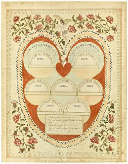 Heart Shape Prints: A Genealogical Family Piece, 1811. Creator: Lydia Smith