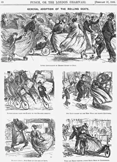 General Adoption of the Rolling Skate, 1866. Artist: George du Maurier