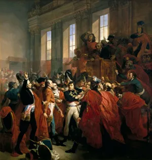 General Bonaparte surrounded by members of the Council of Five Hundred in Saint-Cloud, November 10, Artist: Bouchot, Francois (1800-1842)