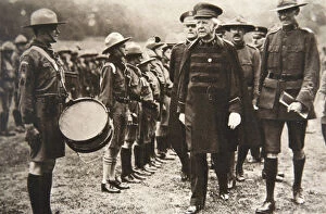 Booth Collection: General Bramwell Booth inspecting boy scouts, London, 1925. Artist:s and G