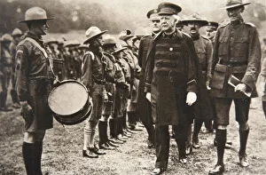 William Booth Prints: General Bramwell Booth inspecting boy scouts, London, 1925. Artist:s and G