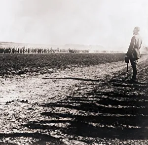 Gouraud Prints: General Henri Gouraud surveying field of troops, c1914-c1918