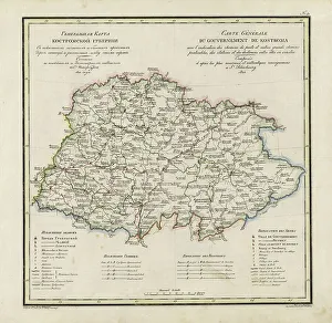 General Map of Kostroma Province: Showing Postal and Major Roads, Stations and... 1822. Creators: Vasilii Petrovich Piadyshev, Finaghenof