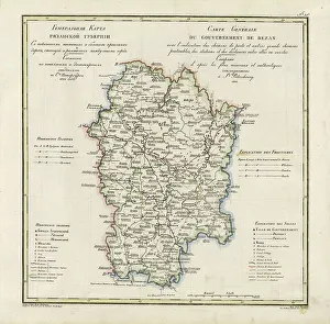 Borders Prints: General Map of Ryazan Province: Showing Postal and Major Roads