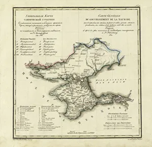 Custom House Prints: General Map of Taurida Province: Showing Postal and Major Roads