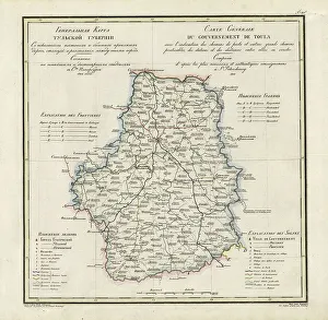 Borders Prints: General Map of Tula Province: Showing Postal and Major Roads