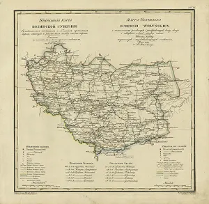 Russian Federation Prints: General Map of Volhynia Province: Showing Postal and Major Roads