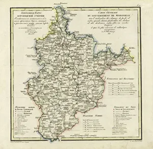 Russian Federation Prints: General Map of Voronezh Province: Showing Postal and Major Roads
