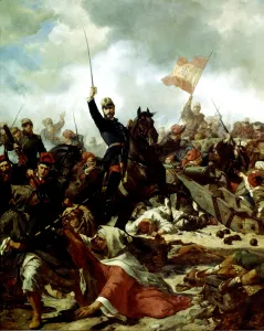 General Prim followed by Catalan volunteers and the battalion of Alba de Tormes