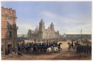 Mexico Prints: General Scotts Entrance into Mexico City, pub. 1851. Creator: Carl Nebel (1805 - 1855)