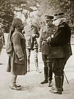 Butcher Haig Gallery: General Sir Douglas Haig introducing General Joffre to Lieutenant-General Sir Pertab Singh, 1916